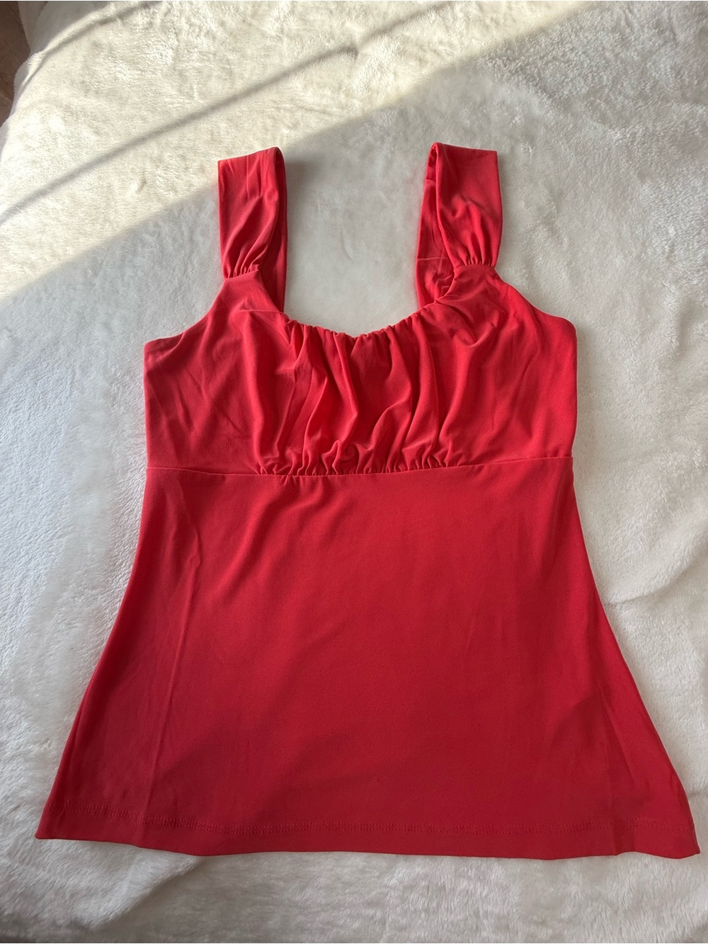 White House Black Market Coral Ruched Bust Tank